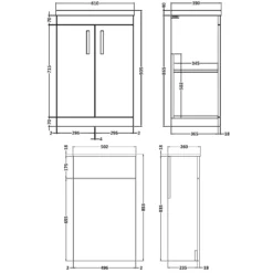 Emily 1100mm Bathroom Toilet & Sink Unit - Natural Oak - Harbour Clarity 525mm Toilet & Seat - Basin A - 40mm Height - Concealed Cistern -Vado Shop 1100 combination door tech