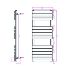 Brenton Avezzano Matt Black Flat Panel Heated Towel Rail - 1200 X 450mm -Vado Shop 1200x450 2 15B15D