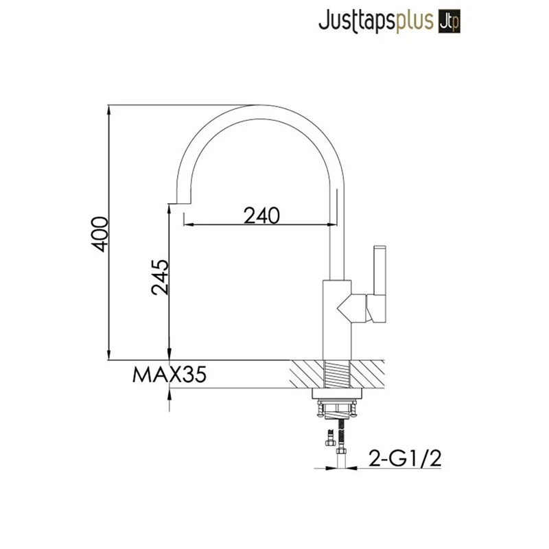 Just Taps Brushed Gunmetal Grey Single Lever Kitchen Sink Mixer Tap 3 Just Taps Brushed Gunmetal Grey Single Lever Kitchen Sink Mixer Tap - Image 3
