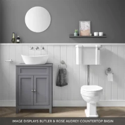 Butler & Rose Catherine Floorstanding Shadow Grey Vanity Unit With Shadow Grey Countertop & Audrey Stone Resin Basin -Vado Shop 600 butler rose cath tailored countertop tailored unit audrey banner