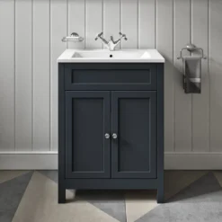 Butler & Rose Catherine Traditional 600mm Floorstanding Vanity Unit With Basin - Shadow Grey