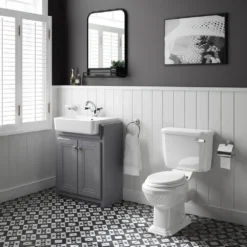 Butler & Rose Darcy Traditional Close Coupled Toilet (Excluding Seat) -Vado Shop 800mm butlerandrose catherine floorstanding traditional vanityunit belfast basin tailoredgrey lifestyle edit