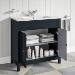Butler & Rose Catherine Traditional 800mm Floorstanding Vanity Unit With Basin - Shadow Grey -Vado Shop 800mm butlerandrose catherine floorstanding traditional vanityunit shadowgrey lifestyle5