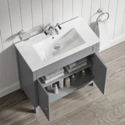 Butler & Rose Catherine Traditional 800mm Floorstanding Vanity Unit With Basin - Shadow Grey -Vado Shop 800mm butlerandrose catherine floorstanding traditional vanityunit tailoredgrey lifestyle3
