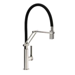 Abode Hex Professional Single Lever Mono Kitchen Mixer With Detachable Spout & Spray - Brushed Nickel -Vado Shop abode hex professional pull out tap cutout