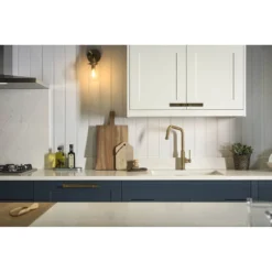 Abode Hex Industrial Single Lever Mono Kitchen Mixer Tap - Antique Brass -Vado Shop abode hex single lever antique brass lifestyle wide at2090