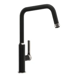 Abode Hex Industrial Single Lever Mono Kitchen Mixer Tap - Matt Black