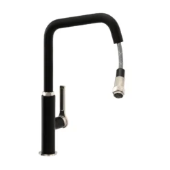 Abode Hex Industrial Single Lever Mono Pull Out Kitchen Mixer Tap - Matt Black