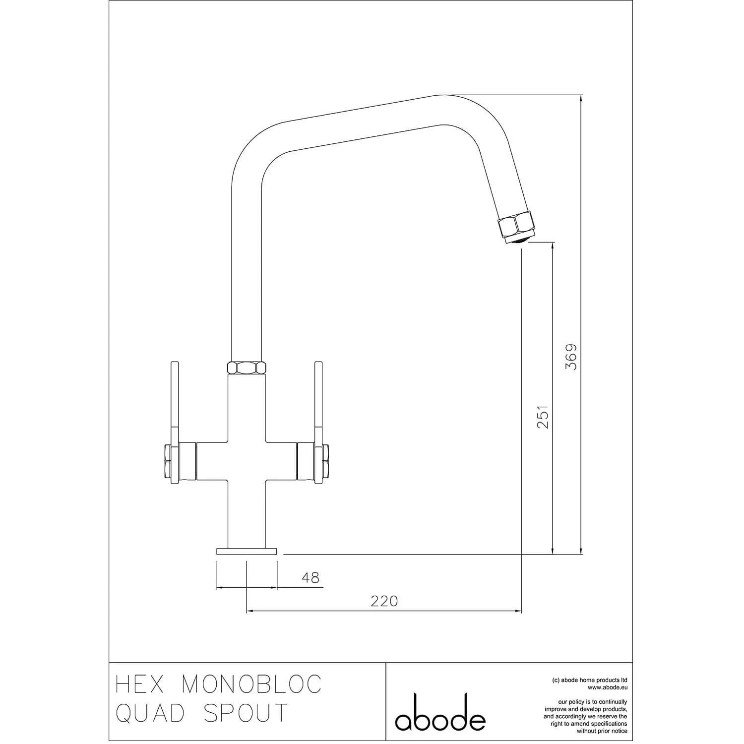 Abode Hex Industrial Twin Lever Mono Kitchen Mixer Tap - Matt Black 4 Abode Hex Industrial Twin Lever Mono Kitchen Mixer Tap - Matt Black - Image 4