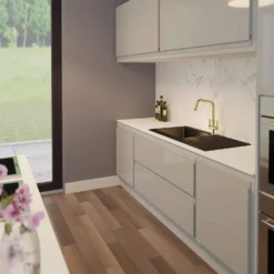 Abode Hex Industrial Twin Lever Mono Kitchen Mixer Tap - Antique Brass -Vado Shop abode hex twin lever brass lifestyle