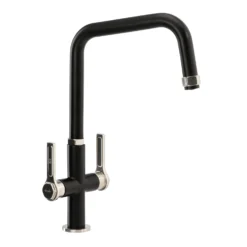 Abode Hex Industrial Twin Lever Mono Kitchen Mixer Tap - Matt Black