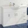 Vellamo Alpine 1200mm White Gloss Floor Standing Vanity Unit & Basin