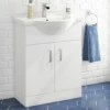 Vellamo Alpine 650mm Floorstanding Vanity Unit & Basin - Gloss White