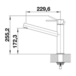 Blanco Ambis Single Lever Brushed Stainless Steel Mono Kitchen Mixer Tap -Vado Shop ambis line drawing side view