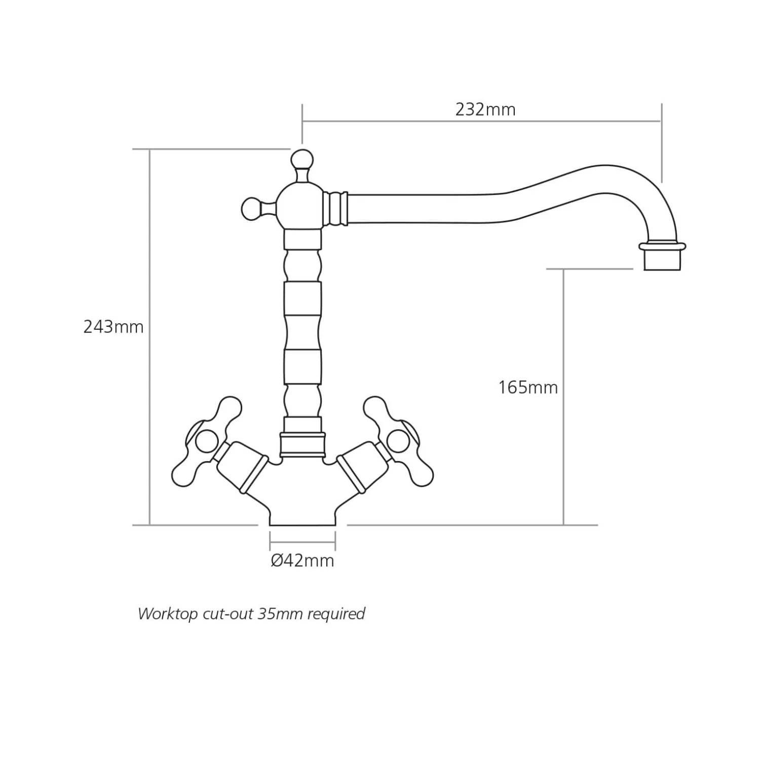 Caple Antique Brushed Nickel Traditional Mono Kitchen Mixer 2 Caple Antique Brushed Nickel Traditional Mono Kitchen Mixer - Image 2
