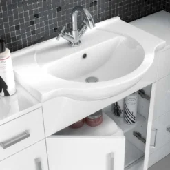 Vellamo Alpine 650mm Floorstanding Vanity Unit & Basin - Gloss White -Vado Shop aspen basin down 550 650