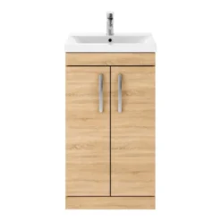 Emily 1000mm Bathroom Toilet & Sink Unit - Natural Oak - Harbour Clarity 525mm Toilet & Seat - Basin B - 18mm Height - Concealed Cistern -Vado Shop ath003a cutout