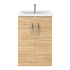 Emily 1100mm Bathroom Toilet & Sink Unit - Natural Oak - Harbour Clarity 525mm Toilet & Seat - Basin A - 40mm Height - Concealed Cistern -Vado Shop ath024a cutout
