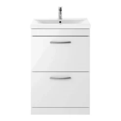 Emily 1100mm Combination Bathroom Toilet & Sink Unit With Minimalist Basin - White Gloss -Vado Shop ath034a cutout