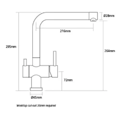 Caple Atmore Puriti Twin Lever Mono Kitchen Mixer & Cold Filtered Water Tap - Chrome -Vado Shop atmpur ch tech