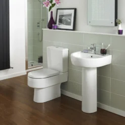 Auk Modern Close Coupled Toilet With Soft Close Seat 8 Auk Modern Close Coupled Toilet With Soft Close Seat -Vado Shop auk toilet basin suite herop