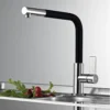 Clearwater Auriga Single Lever Mono Kitchen Tap With Pull Out Aerator - Brushed Nickel/White