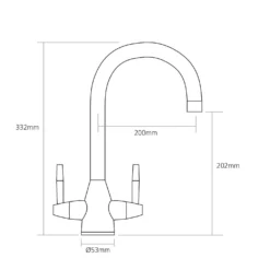 Caple Avel Twin Lever Mono Kitchen Mixer - Stainless Steel -Vado Shop ave2 bk tech 1