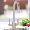 Caple Avel Twin Lever Mono Kitchen Mixer - Stainless Steel