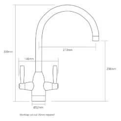 Caple Avel Twin Lever Mono Kitchen Mixer - Chrome -Vado Shop ave4 bn tech 1