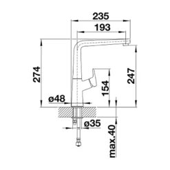 Blanco Avona Single Lever Chrome Mono Kitchen Mixer Tap -Vado Shop avona line drawing res 1
