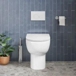 Harbour Serenity Rimless Back To Wall Toilet With Slim Soft Close Seat -Vado Shop belini rimless back to wall pan soft close seat lifestyle2