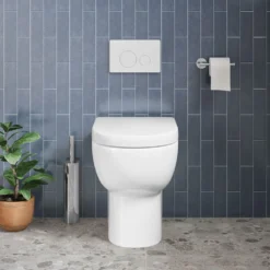 Harbour Serenity Rimless Back To Wall Toilet With Slim Soft Close Seat -Vado Shop belini rimless back to wall pan wrapover seat lifestyle2