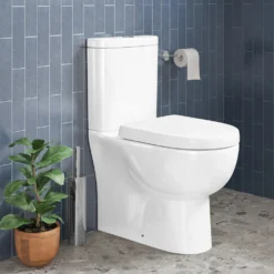 Harbour Serenity Rimless Close Coupled Closed Back Toilet With Wrap Over Soft Close Seat