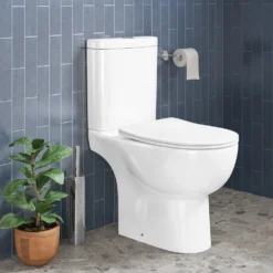 Harbour Serenity Rimless Close Coupled Open Back Toilet With Wrap Over Soft Close Seat -Vado Shop belini rimless open back pan cistern soft close seat edit lifestyle2