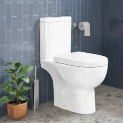 Harbour Serenity Rimless Close Coupled Open Back Toilet With Wrap Over Soft Close Seat