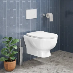 Harbour Serenity Rimless Wall Hung Toilet With Slim Soft Close Seat -Vado Shop belini rimless wall hung pan soft close seat lifestyle2