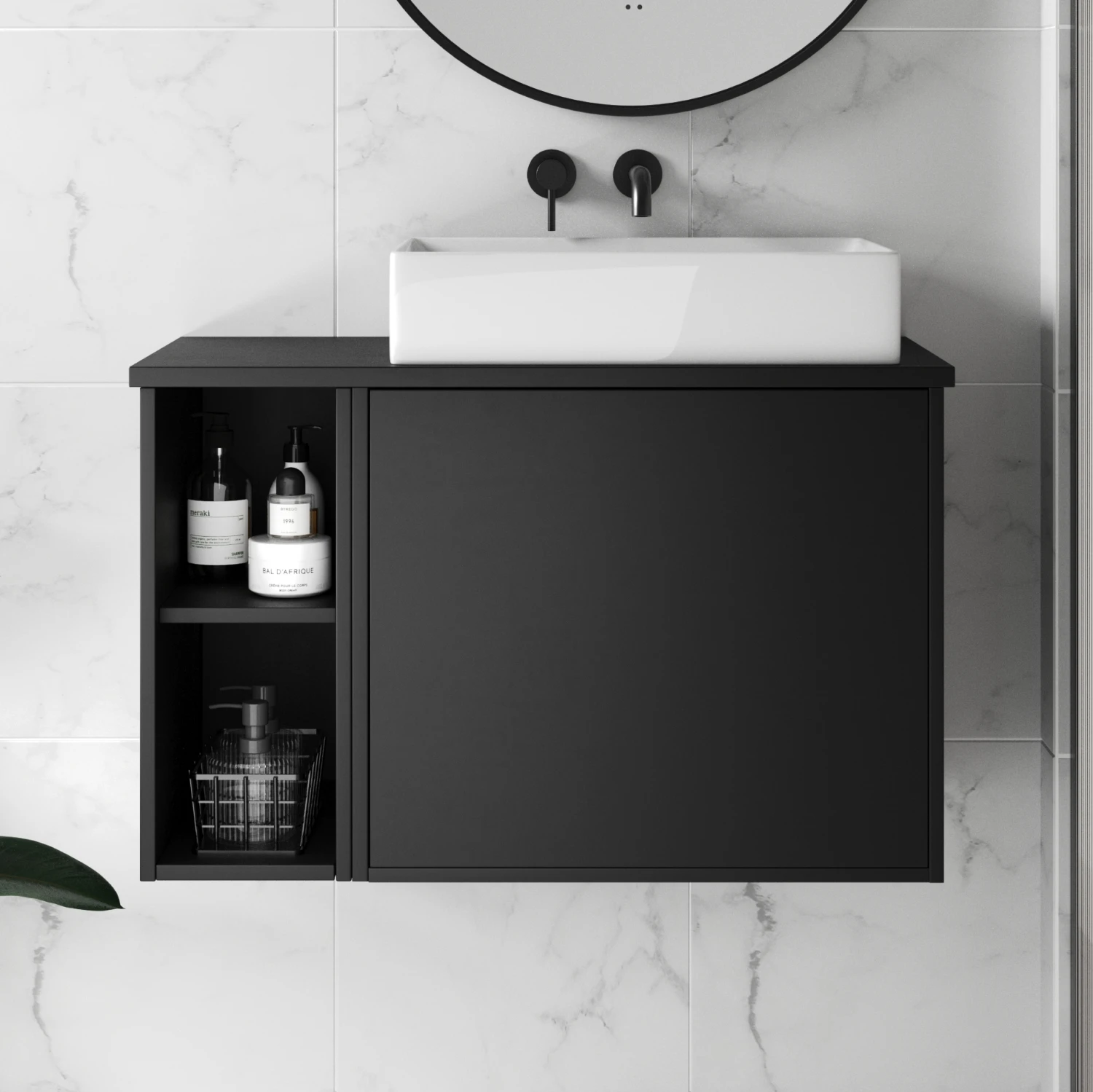 Billy 800mm Wall Hung Vanity Unit & Countertop - Sonoma Oak & Reed Green 3 Billy 800mm Wall Hung Vanity Unit & Countertop - Sonoma Oak & Reed Green - Image 3