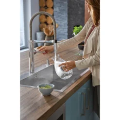 Blanco Culina-S Semi-Professional Single Lever Pull Out Kitchen Mixer Spray Tap - Brushed Stainless Steel -Vado Shop blanco culina s chrome lifestyle 3
