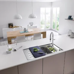 Blanco Culina-S Mini Semi-Professional Single Lever Pull Out Kitchen Mixer Tap - Brushed Stainless Steel -Vado Shop blanco culina s mini lifestyle 3