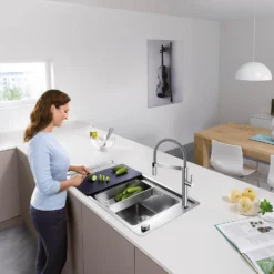 Blanco Culina-S Mini Semi-Professional Single Lever Pull Out Kitchen Mixer Tap - Brushed Stainless Steel -Vado Shop blanco culina s mini lifestyle 4