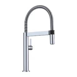 Blanco Culina-S Mini Semi-Professional Single Lever Pull Out Kitchen Mixer Tap - Brushed Stainless Steel -Vado Shop blanco culina s mini pvd steel product shot