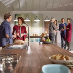 Blanco Culina-S Semi-Professional Single Lever Pull Out Kitchen Mixer Spray Tap - Brushed Stainless Steel -Vado Shop blanco culina s pvd steel lifestyle 2