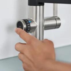 Blanco Evol-S 3-in-1 PVD Steel Smart Measure Filtered Cold Water Mono Kitchen Mixer Tap With Dual Spray -Vado Shop blanco evol s 3 in 1 smart measure pull out kitchen tap lifestyle 4