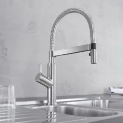 Blanco Solenta-S Semi-Professional Pull Out Kitchen Mixer Spray Tap - PVD Steel 17 Blanco Solenta-S Semi-Professional Pull Out Kitchen Mixer Spray Tap - PVD Steel -Vado Shop blanco solenta pull out tap chrome lifestyle 2
