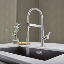 Blanco Solenta-S Semi-Professional Pull Out Kitchen Mixer Spray Tap - PVD Steel 18 Blanco Solenta-S Semi-Professional Pull Out Kitchen Mixer Spray Tap - PVD Steel -Vado Shop blanco solenta pull out tap chrome lifestyle 3