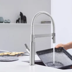 Blanco Solenta-S Semi-Professional Pull Out Kitchen Mixer Spray Tap - PVD Steel 24 Blanco Solenta-S Semi-Professional Pull Out Kitchen Mixer Spray Tap - PVD Steel -Vado Shop blanco solenta pull out tap steel lifestyle 4