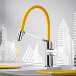 Blanco Viu-S Single Lever Chrome Mono Pull Out Kitchen Mixer Tap With Replaceable Hose 17 Blanco Viu-S Single Lever Chrome Mono Pull Out Kitchen Mixer Tap With Replaceable Hose -Vado Shop blanco viu pull out tap yellow hose lifestyle