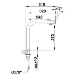 Blanco Vonda Ergonomic Control Chrome Mono Kitchen Mixer Tap 9 Blanco Vonda Ergonomic Control Chrome Mono Kitchen Mixer Tap -Vado Shop blanco vonda mono kitchen tap tech drawing