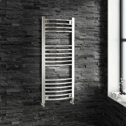 Brenton Chrome Curved Heated Towel Radiator - 22mm - 800 X 400mm -Vado Shop brenton 22mm curved 1000x400 towel rail lifestyle