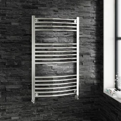Brenton Chrome Curved Heated Towel Radiator - 22mm - 800 X 400mm -Vado Shop brenton 22mm curved 1000x600 towel rail lifestyle